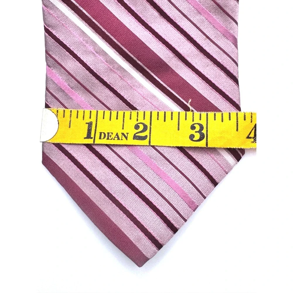 DKNY Necktie Silk Striped‎ Burgundy Pink White Professional Business Casual